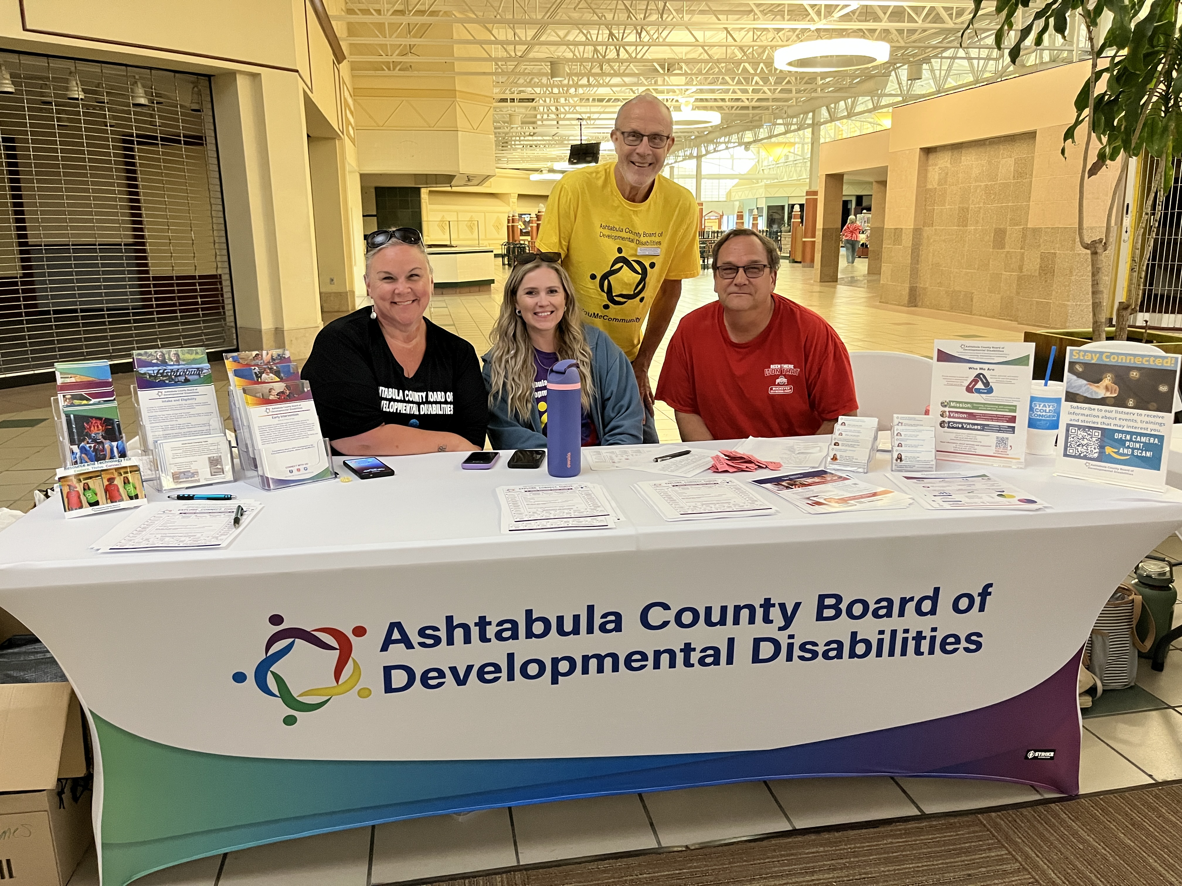 Pictured: Lesley Michelson, Wendy Kryzs, John Dalsky and Richard Sarlin at the ACBDD table at the 2026 Community Resource and technology fair. 