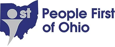 Blue Ohio state silhouette, People First of Ohio 